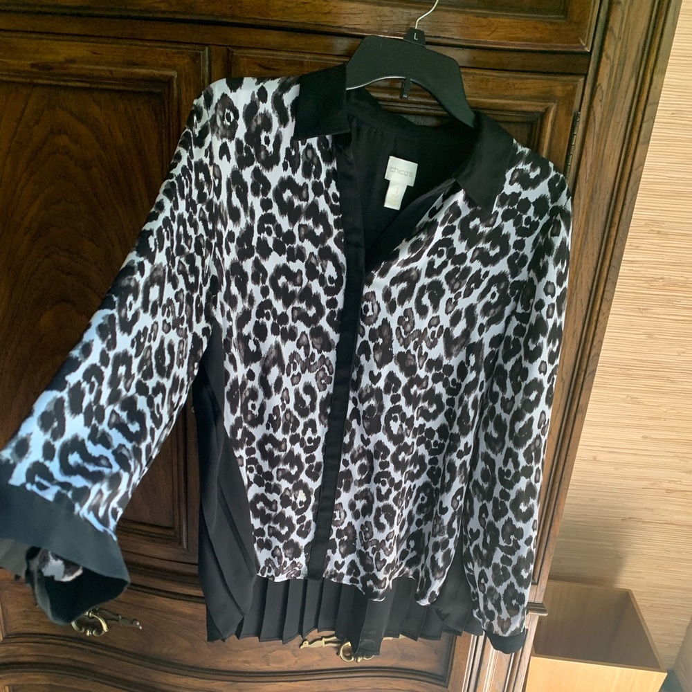 Chico’s chiffon animal print blouse